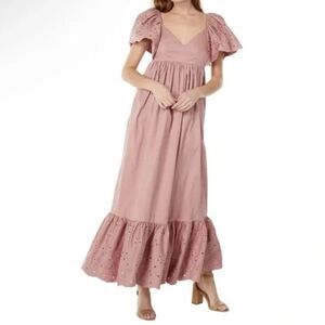 En Saison Dusty Rose Eyelet Maxi Dress
